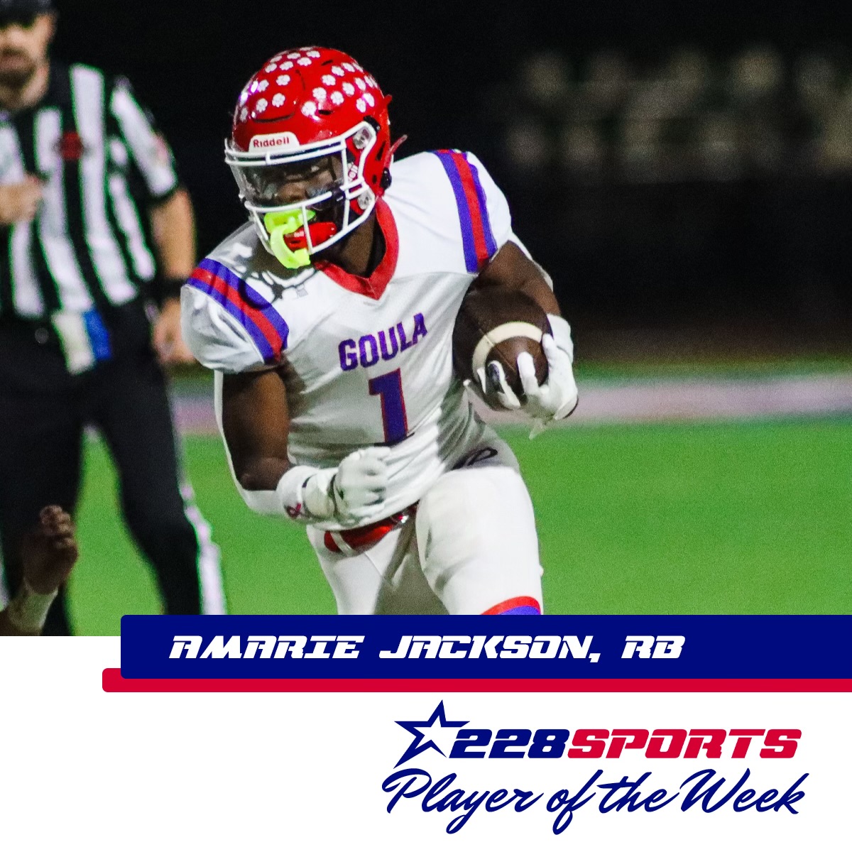 🏆 #228Sports Player of the Week: Amarie Jackson, RB, #Pascagoula #Panthers! 🏈 Jackson piled up 160 rushing yards with 2 TDs on 19 carries, added a 23-yard reception, and returned a 62-yard kickoff for a score in the Panthers’ 49-13 win over region rival Picayune. Pascagoula is