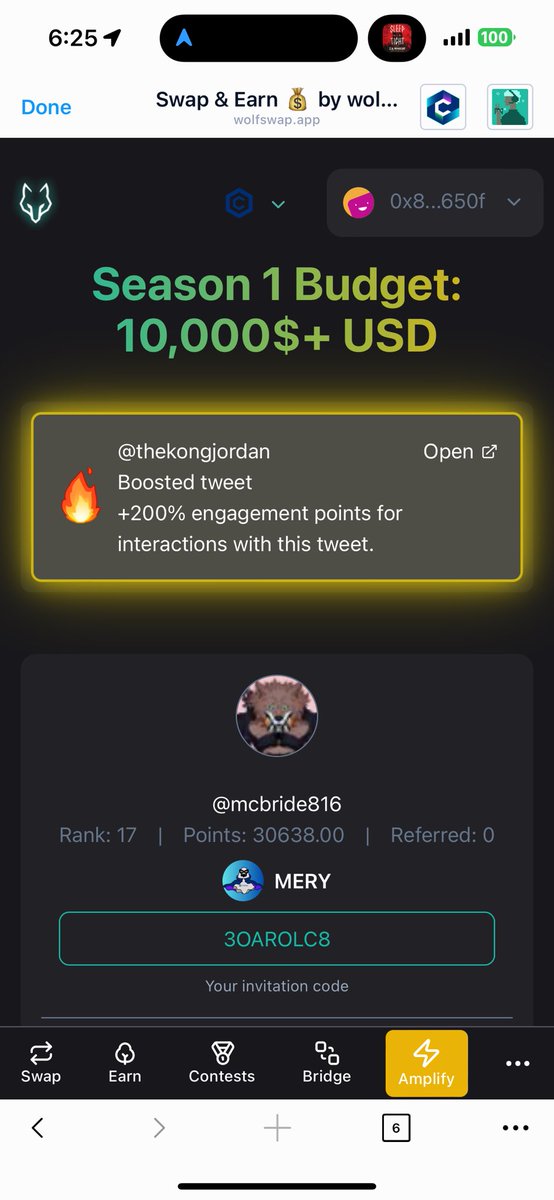 mcbride816's tweet photo. It’s not too late to join #amplify! A socialfi project developed by @axldefi and #wolfswap. Get paid to tweet by earning rewards in #moon! Support your favorite communities on #cronos like #mery and #croots! We work for our bags.
Use my referral code 3OAROLC8. https://t.co/7c5pbhf7Hn