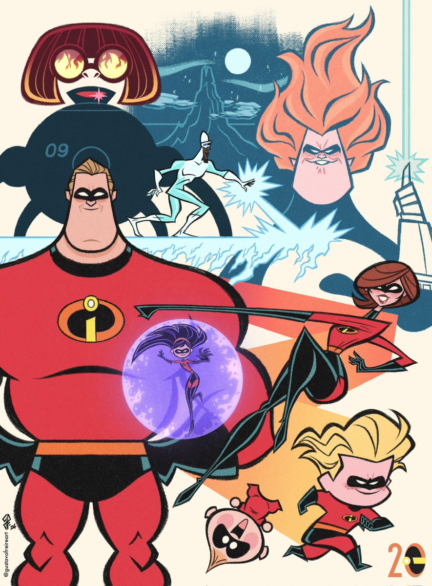 gusfreireart's tweet photo. Here’s to an incredible 20th anniversary #theincredibles 💥 https://t.co/dl68MqINL4
