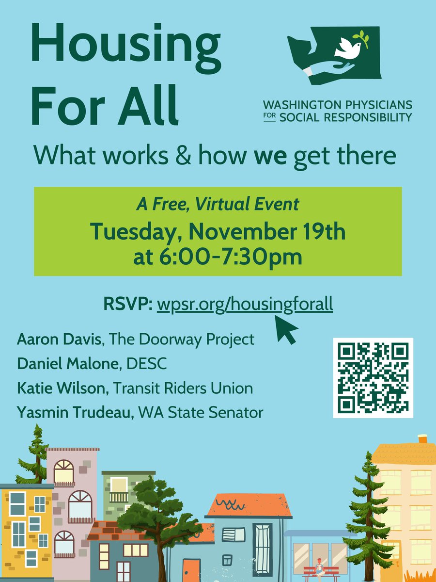 One week away! Join WPSR's Economic Inequity &amp; Health Task Force for a free, virtual event "Housing for All: What works and how we get there" on Nov. 19 at 6pm!

RSVP: wpsr.org/housingforall