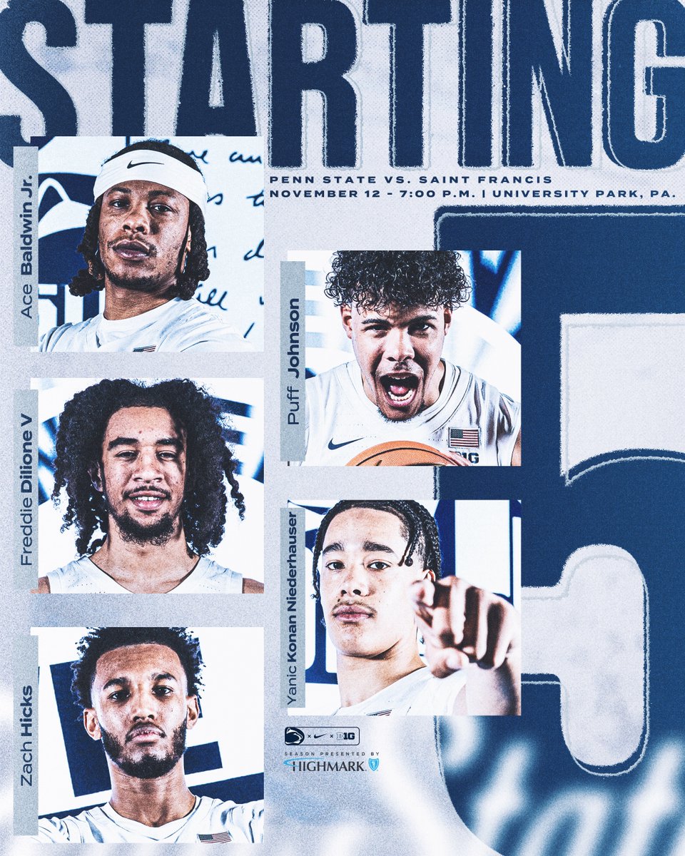 PennStateMBB's tweet photo. Starting 🤚 for Tuesday hoops

#WeArePennState https://t.co/C0sRW5hyBf