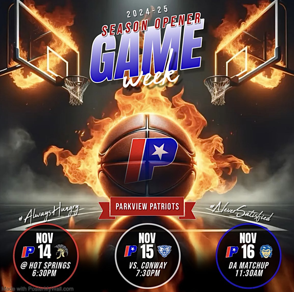 Little Rock Parkview Basketball (@theviewbball_) on Twitter photo ‼️About that time‼️
Varsity Patriots kickoff the season with 3 game days!
THU: 📍Hot Springs HS
FRI: 📍Parkview HS
SAT: 📍J’Ville HS (v. Harrison)
#TheView
<a href="/Toni_Phroze14/">Ant Lasker</a>
<a href="/jamahl3/">mahl jack</a>
<a href="/coach_timturner/">Tim Turner</a>
<a href="/ADAndersonPV/">Coach Anderson</a> ‼️About that time‼️
Varsity Patriots kickoff the season with 3 game days!
THU: 📍Hot Springs HS
FRI: 📍Parkview HS
SAT: 📍J’Ville HS (v. Harrison)
#TheView
<a href="/Toni_Phroze14/">Ant Lasker</a>
<a href="/jamahl3/">mahl jack</a>
<a href="/coach_timturner/">Tim Turner</a>
<a href="/ADAndersonPV/">Coach Anderson</a>