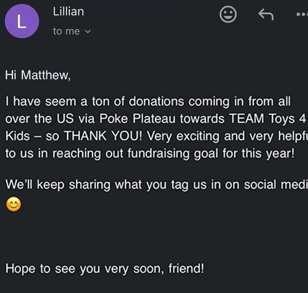 THEPOKEPLATEAU's tweet image. 🎉Toys 4 Kids has hit 50%🎉
The overall campaign has hit 50% of its goal of $25,000.

Our donations are just a small fraction of that $25k, but I KNOW we can be more.

Donate $5 today and #MakeMagicHappen!

Donate: givebutter.com/TEAMT4K24/thep…
