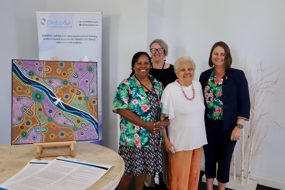 Sylvia Rosas, her mum Jean, SARRAH President Lisa Baker, &amp; SARRAH CEO Cath Maloney standing with Sylvia's beautiful artwork for the SARRAH RAP! How lucky are we to have such a talented person on our team here at SARRAH!

#AlliedHealthProfessionals #alliedhealth #conference2024
