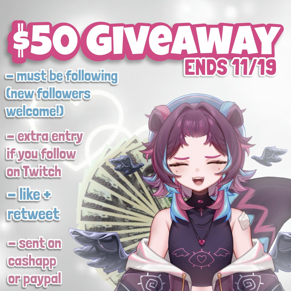 As a part of my Debutathon/Donathon, I’m giving away $50 to a random follower 💓

➜ Like + Retweet
➜ Must be following 
➜ Follow on Twitch for extra entry
twitch.pisstuber.com
➜ Sent on cashapp or paypal 💸
➜ MUST BE 18+ 

ENDS 11/19 AT 12 AM MST
Stay tuned for more!! ✨