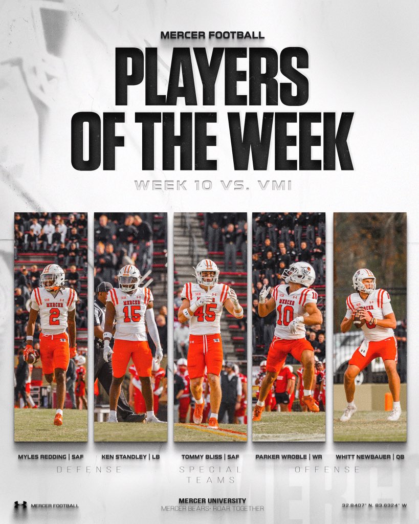 MercerFootball's tweet photo. Week 🔟

𝘗𝘓𝘈𝘠𝘌𝘙𝘚 𝘖𝘍 𝘛𝘏𝘌 𝘞𝘌𝘌𝘒. https://t.co/gx7UzBTccg