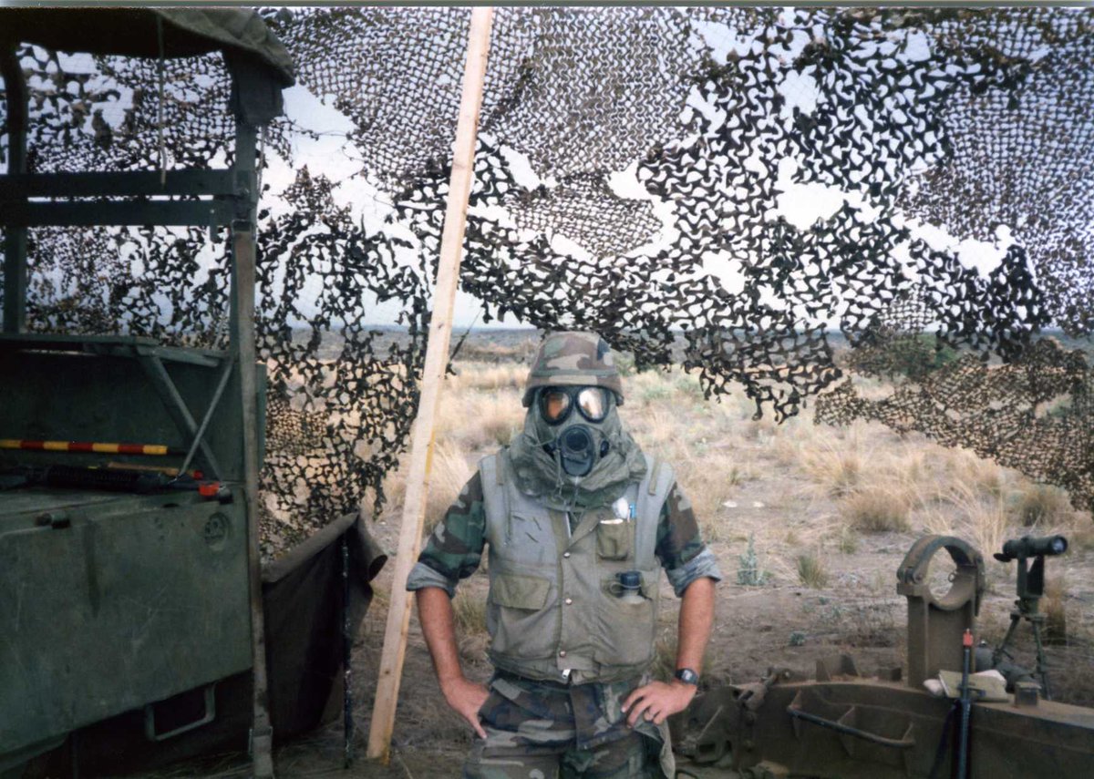 In  my first 8 or so years in the military, the USMC was still issuing Vietnam era flack jackets, gas masks and helmets. I can't remember or tell if that was when we were finally issued new fangled helmets or if that was one of the old ones.