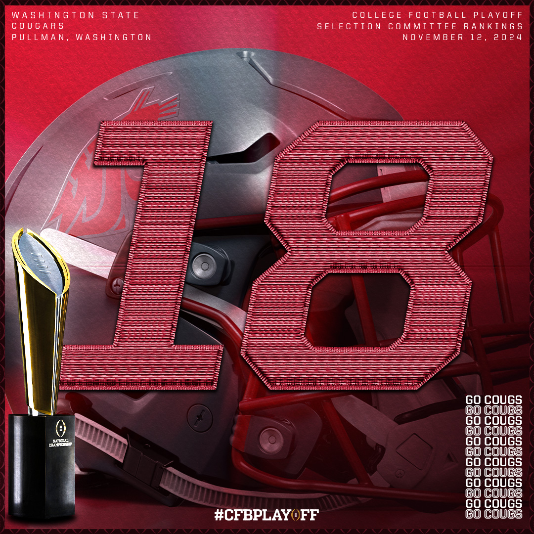 November 1️⃣2️⃣ #CFBPlayoff Selection Committee Rankings 🏈🏆

1️⃣8️⃣. Washington State // <a href="/WSUCougarFB/">Washington State Football</a>