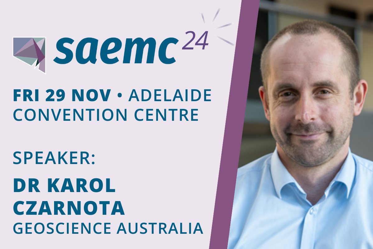 _SAEMC's tweet photo. Dr Karol Czarnota, Principle Science Advisor at Geoscience Australia, will join SAEMC 2024 to present "the landmark Resourcing Australia’s Prosperity initiative – accelerating discovery and development".

#saemc #saemc24 https://t.co/0L5rrBV6w7