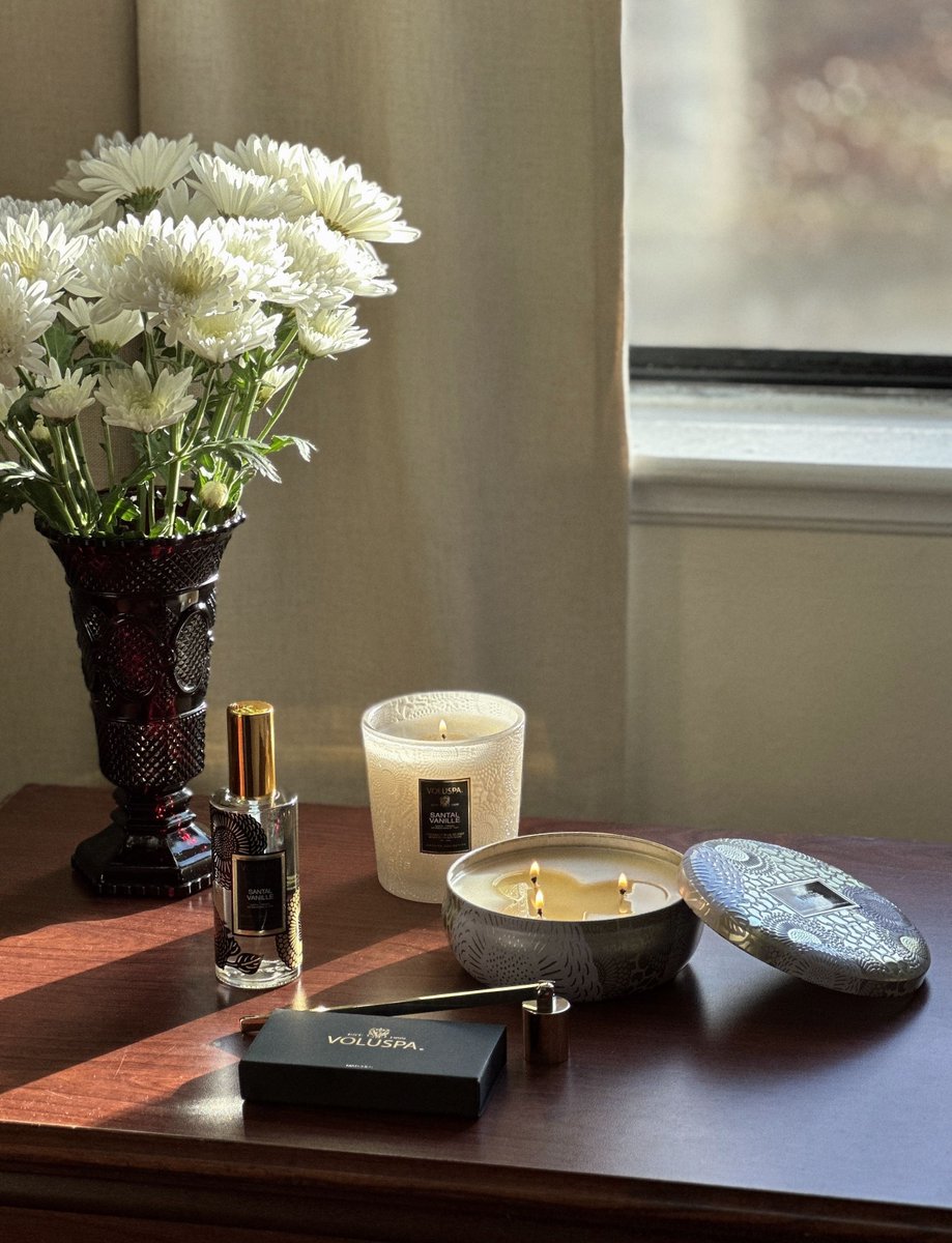 Transform your home into a cozy fall retreat with the warm embrace of Santal Vanille—what's your favorite way to unwind this season?