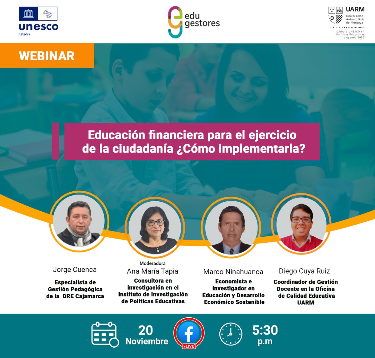 edugestores's tweet photo. 📊 #webinar : "Educación Financiera para el Ejercicio de la Ciudadanía: ¿Cómo Implementarla?"

Con expertos en educación, descubrirás estrategias efectivas, experiencias prácticas y el marco normativo.

🗓️ Miércoles 20 de noviembre
🕒 5:30 pm
📍 En vivo: https://t.co/fVBzT8BRjZ https://t.co/ejOEi6IlN2