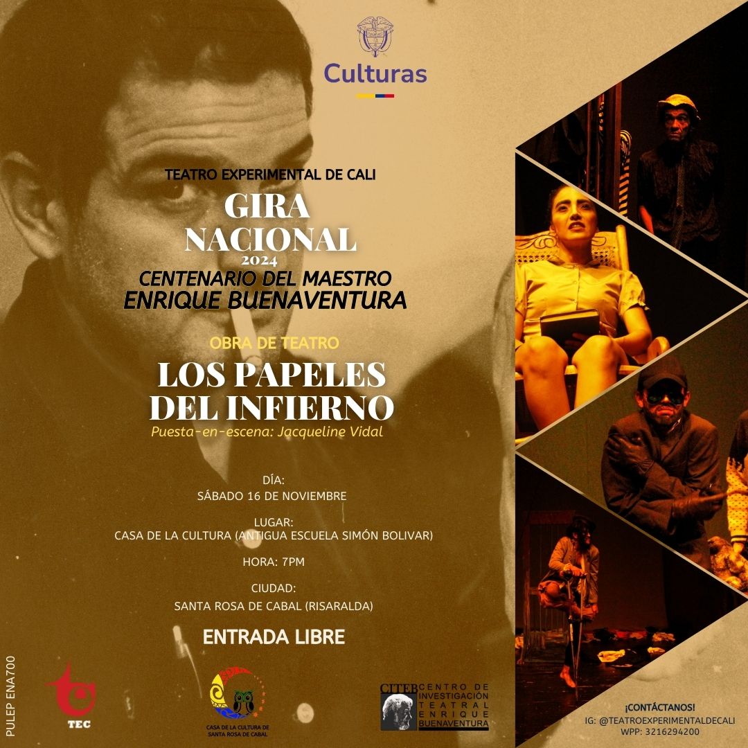 ¡El TEC sigue su Gira Nacional!

Invitamos a la comunidad Santa Rosa de Cabal a sumarse a esta celebración del arte escénico, que no solo rinde homenaje a Enrique Buenaventura, sino que también busca inspirar a nuevas generaciones de artistas y espectadores.

Apoya <a href="/mincultura/">MinCultura Colombia</a>