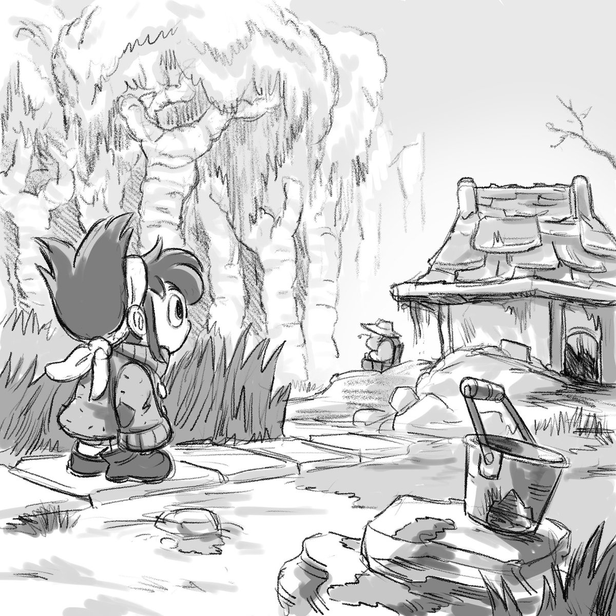 Hi, it's David. I've been going through Arranger development art. I forgot about so much of this! The early concept stage was one of the most fun and creative. I'll be posting some of my favorites over time.
 
Do you remember these moments from the story? Did they change?