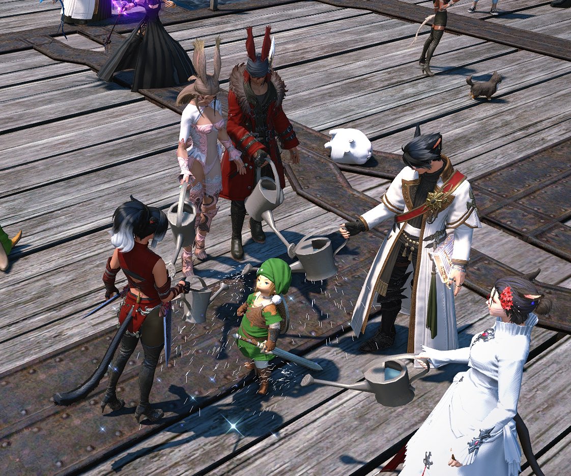 mogamergal's tweet photo. a new emote on ff14 launched today… now we can water potatoes https://t.co/hcbF3LfVUQ