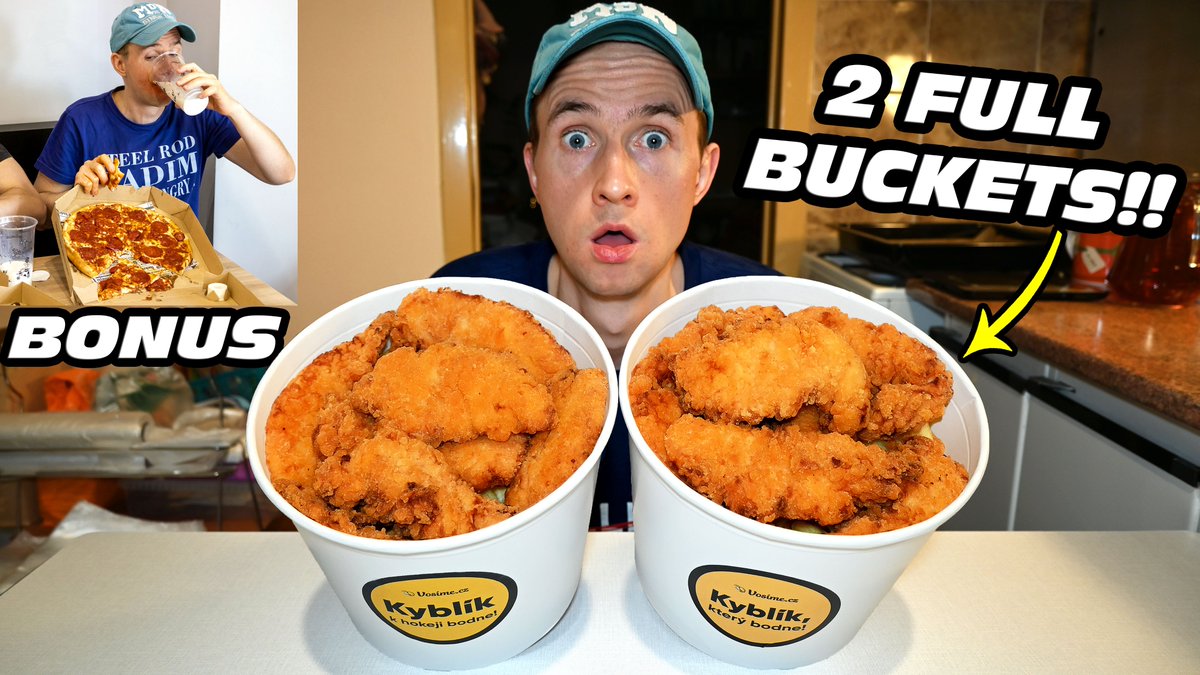 steelrod_radim's tweet image. NEW!!
youtu.be/xznTVGqcYn0
Two Buckets of Chicken Strips and Fries Challenge, and Spicy Pizza Eating Contest in one video!

#youtube #video #spicypizza #carolinareaper #eatingcontest #foodchallenge #chickenstrips #competitiveeating #steelrodradim