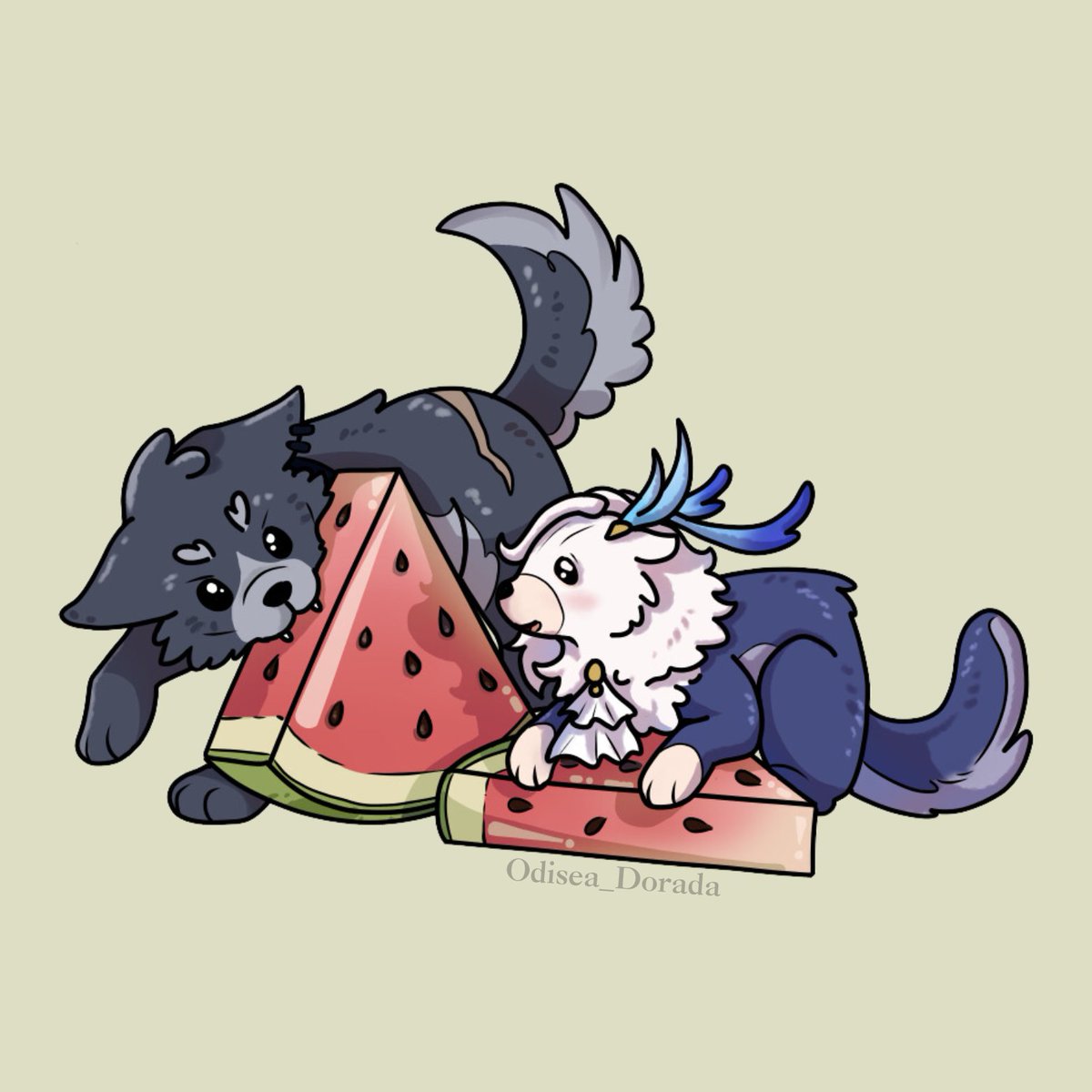 Odisea_Dorada's tweet photo. ¡Sandias! ¡Sandías y más sandías!

#Wriothesley #Neuvillette #Drawing #GenshinImpact #HoYoFair2024 #HoYocreators #watermelon https://t.co/JmT8UQqmCH