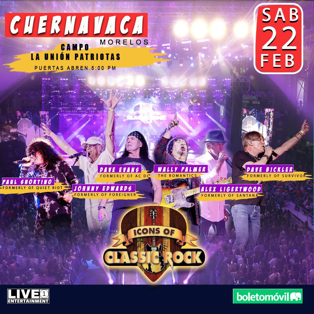 🎸 ¡Prepárate para una noche épica de rock auténtico! 

Este 22 de febrero revive la magia del rock clásico de los 70s y 80s con las voces originales de las bandas que hicieron historia. No es un tributo, es el verdadero sonido de la época. ¡3 horas de puro rock!

📍Campo La