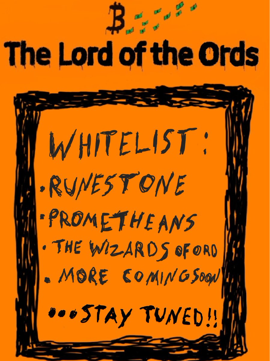 Are you a true Ordinals lover? 
If so, congratulations! 🎉

LIKE + RT + TAG 3 Friends + SEND WALLET -&gt; if you belong to ONE of these communities!

@thewizardsoford
#thelordoftheords #prometheans $DOG #Runestone