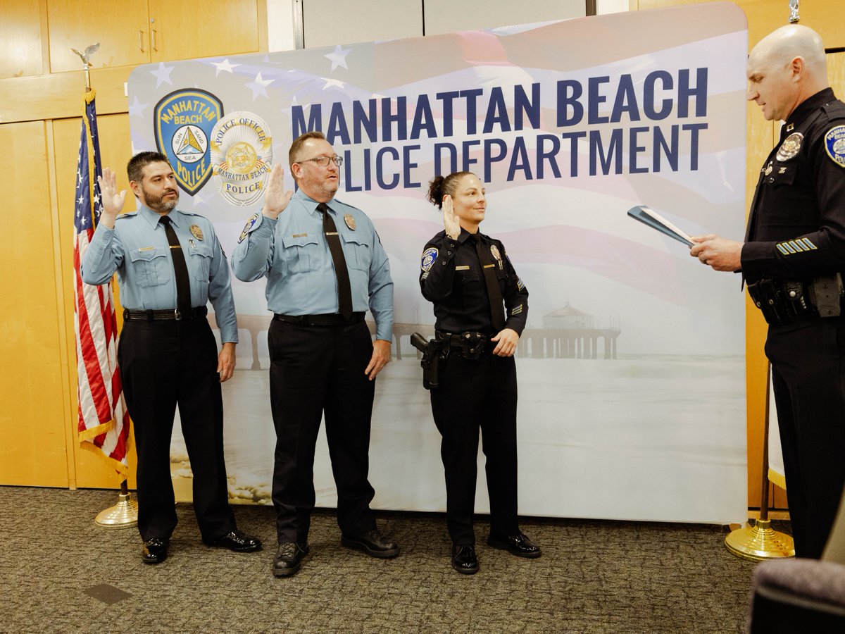 citymb's tweet photo. ๐ Congrats to our newly promoted MBPD team members! Join us in celebrating Jessica Borello (Sergeant), Sal Buenrostro (Lead CSO), and Jason Sandoval (Lead CSO). Thank you for your dedication and commitment, honored today in the badge pinning ceremony. ๐๐ #MBPD #PublicService https://t.co/vZlOQhOpnk