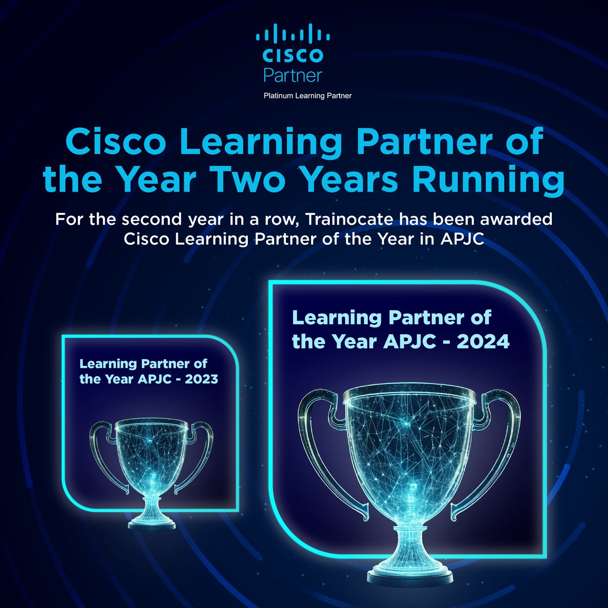 trainocategroup's tweet photo. 🎉 For the second year in a row, Trainocate is proud to be recognised as @Cisco Learning Partner of the Year in APJC for 2024! 🏆

This consecutive win reflects our passion for delivering exceptional training experiences and empowering individuals with essential Cisco skills. 🚀 https://t.co/Gkl5qB1ji9