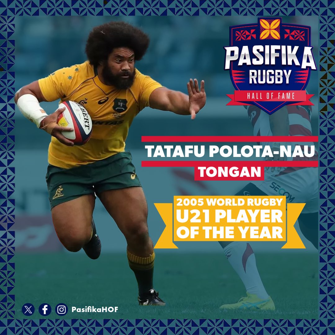 As we celebrate Pasifika’s greatest players, coaches, and contributors…we recognize the 2005 <a href="/WorldRugby/">World Rugby</a> International U21 Player of the Year Winner, Tatafu Polota-Nau! 🌊🌴