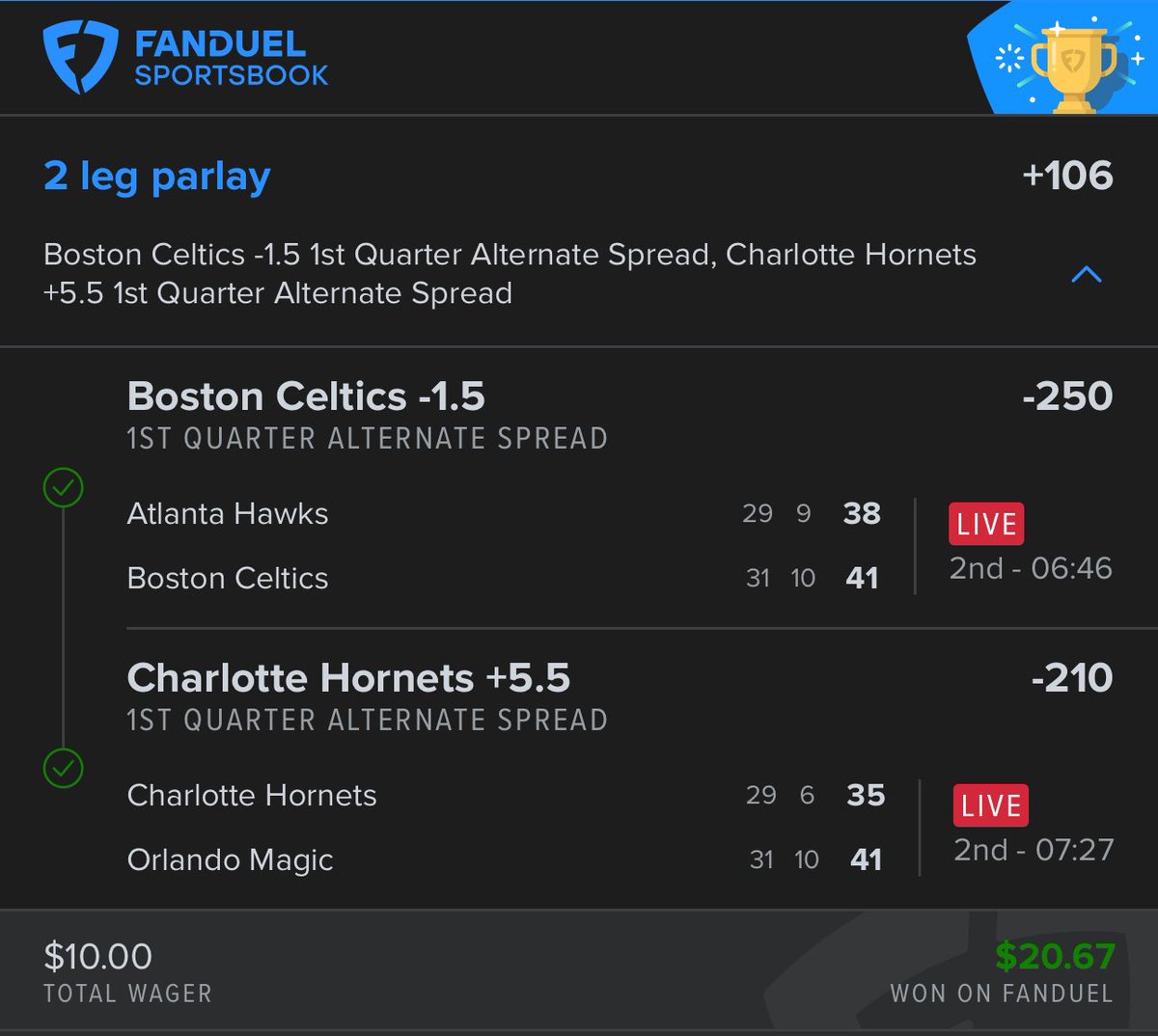 cash bet 1 
$20>$40 coming