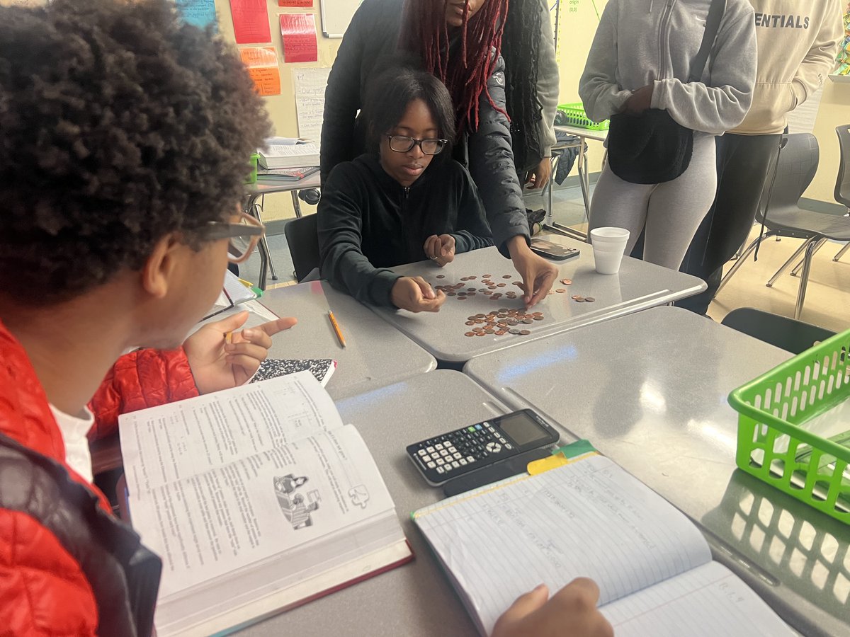 DetroitCentral1's tweet photo. Today in Ms. Fisher's Math class, Juniors explored exponential decay with a hands-on "Penny Lab". They counted pennies in groups, recording data and making math come to life. #ExponentialDecay #HandsOnLearning @Detroitk12 @LaToyiaWebb831 https://t.co/vlywWdgmuP
