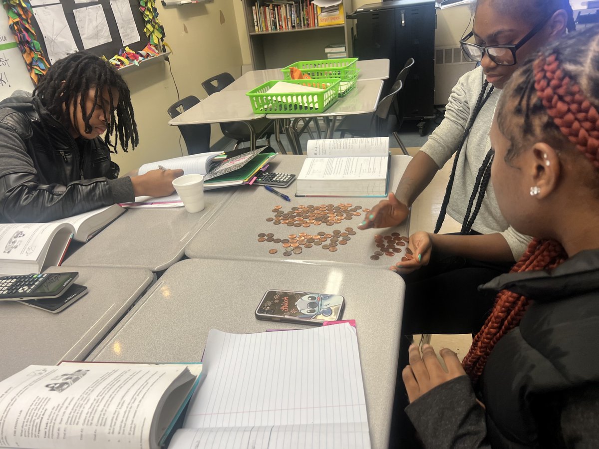 DetroitCentral1's tweet photo. Today in Ms. Fisher's Math class, Juniors explored exponential decay with a hands-on "Penny Lab". They counted pennies in groups, recording data and making math come to life. #ExponentialDecay #HandsOnLearning @Detroitk12 @LaToyiaWebb831 https://t.co/vlywWdgmuP