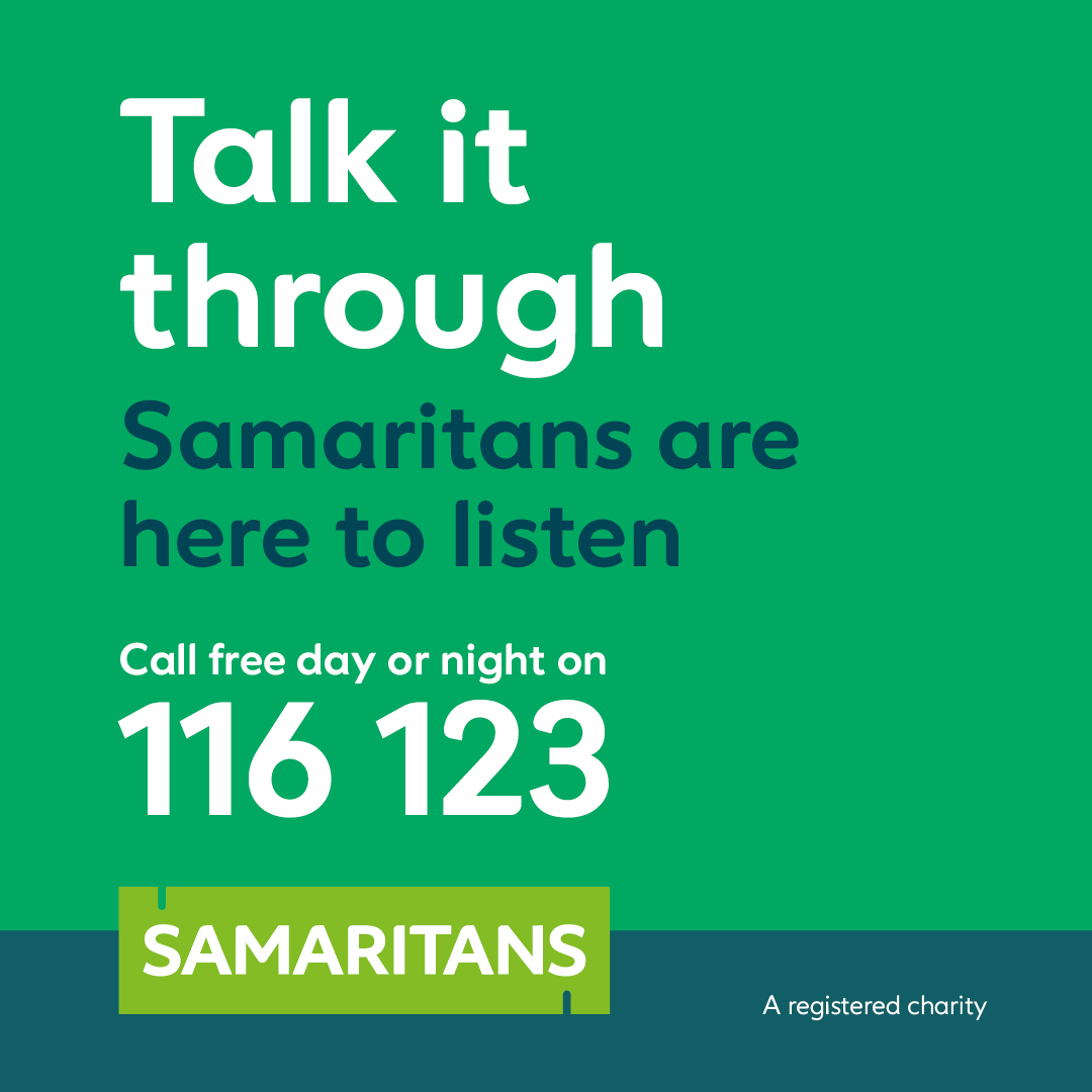 If you have been emotionally impacted by this incident, <a href="/Samaritans/">Samaritans</a> offer free support 24/7, just call 116123. You can also download the Hub of Hope app to access mental health services for free and find the support that's right for you → hubofhope.co.uk