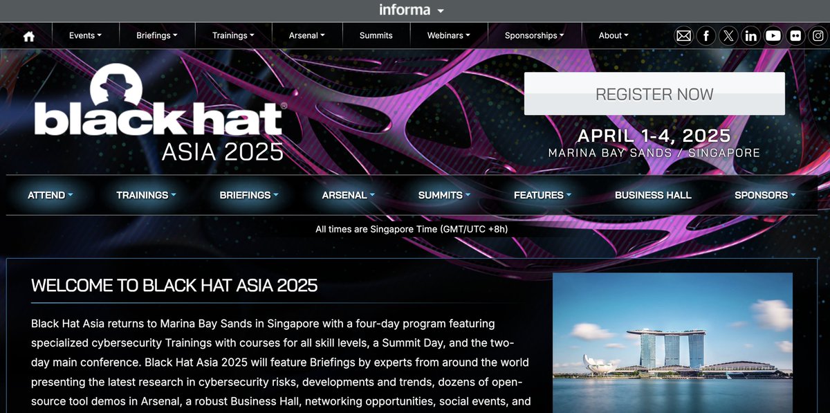 Hey, DUDE! November 13th is the last day to submit your novel research for Black Hat Asia's CFP. Don't miss your chance to submit and grab
your ticket to #BHASIA!