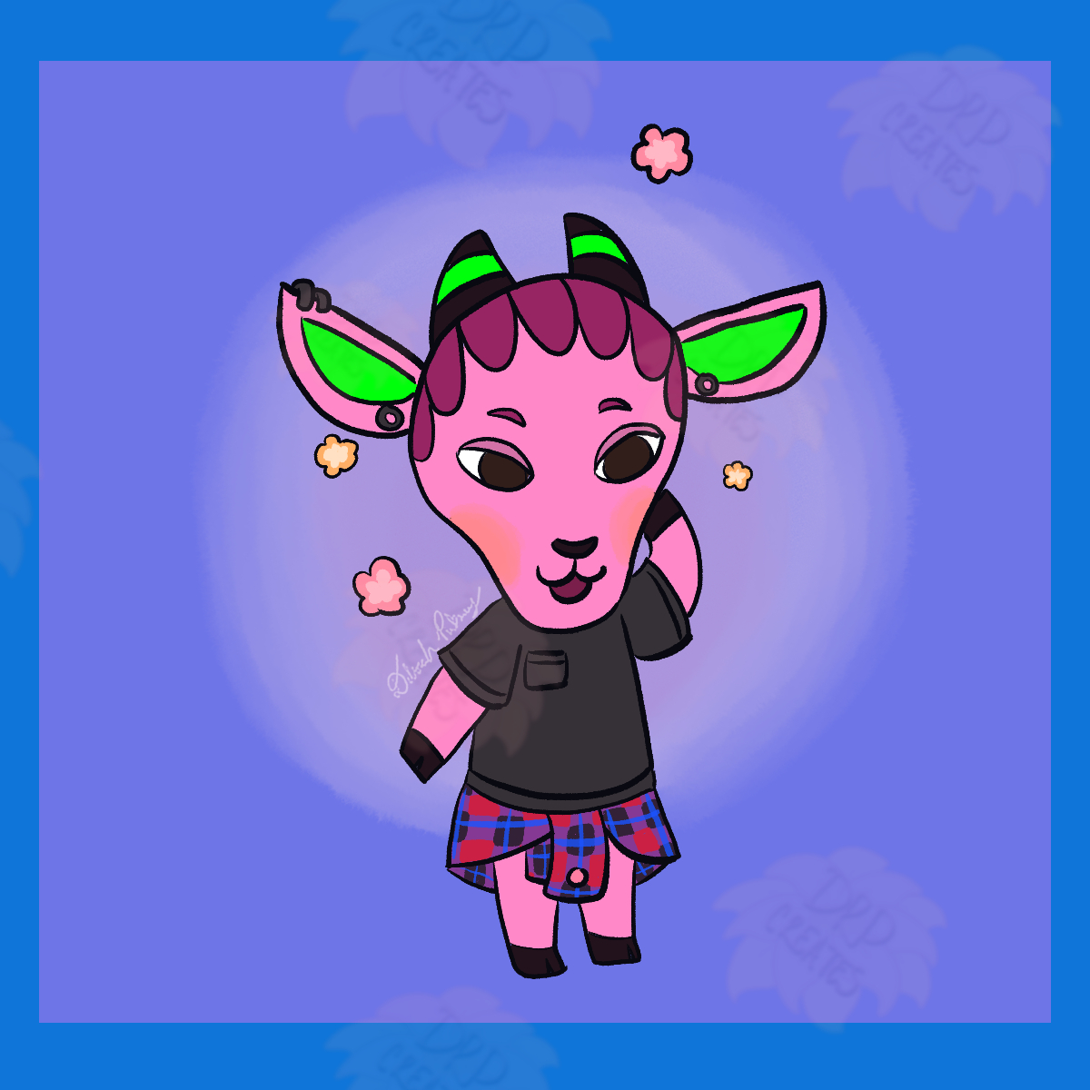 drpcreates's tweet photo. About a month ago, my friend was asking our friend group what animal we thought we'd be in animal crossing. She mentioned she thought it would be cool to commission someone to draw us as villagers. As the resident artist, I volunteered as tribute. This has been a fun exercise 1/2 https://t.co/sID9D5fSTy