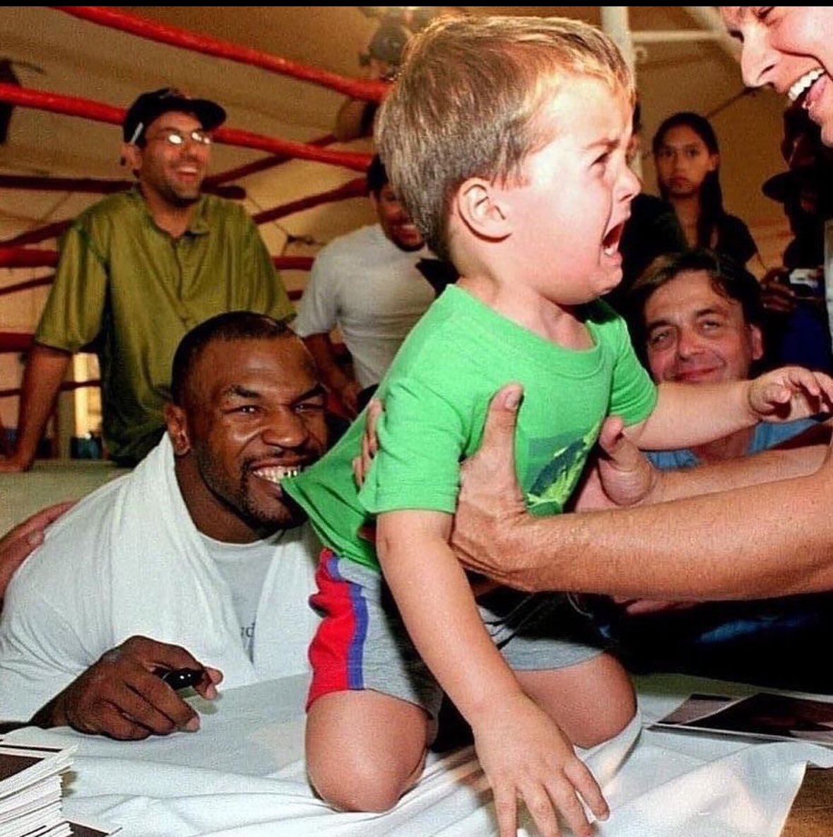 Lots of anticipation for the <a href="/MikeTyson/">Mike Tyson</a> vs <a href="/jakepaul/">Jake Paul</a> fight. 
I found a photo of them together from back in 1988.