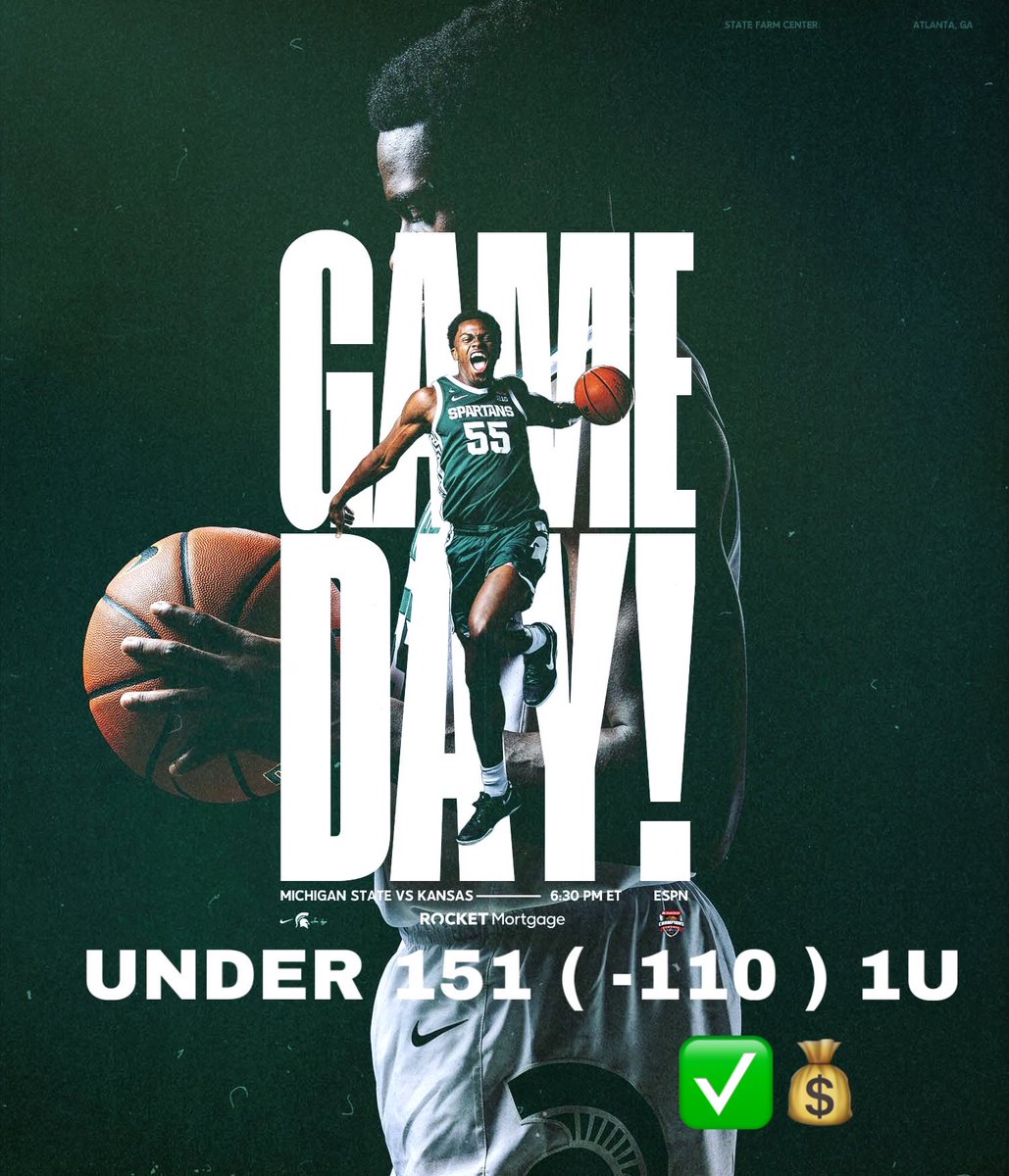 SPX_Sports's tweet photo. CASH ANOTHER FREE PREMIUM PLAY

** NOW 13-2 ON FREE PLAYS **

Michigan State // Kansas under 151 ✅

$200 to someone who RT’s &amp; is following!

#MichiganState #Kansas #Jayhawks #NCAA #CollegeBasketball #Basketball #Betting #Sports #Sportsbetting #Gambling https://t.co/yy2XPBT1Y2
