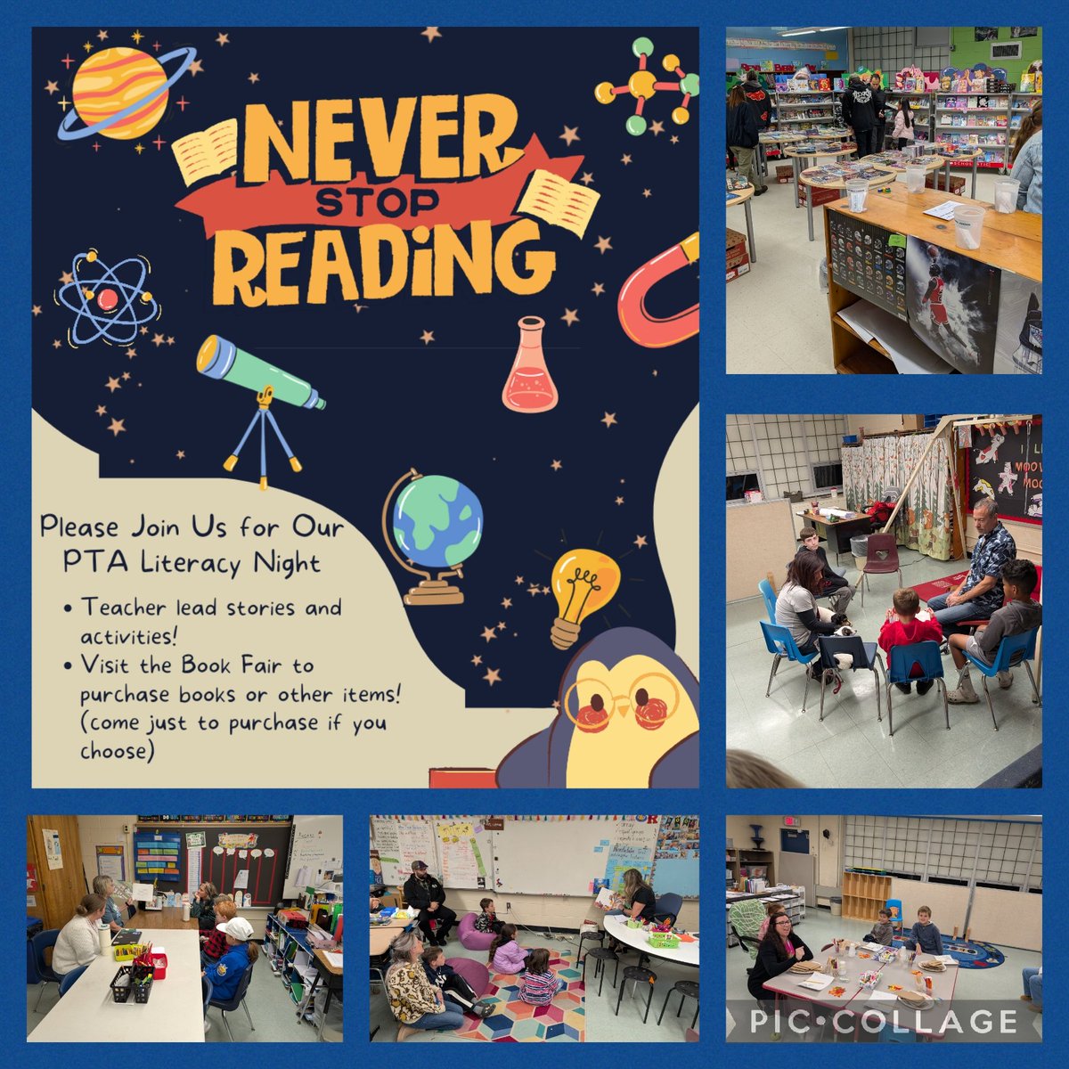 LMES_Scott's tweet photo. Lanes Mill's Literacy Night: A Success! 📚
Thanks to our awesome staff for the fabulous stories and activities. It was a great night! 📖✨
The book fair is open until Friday. Grab your next great read! 📚❤️
 #COLTSUP @LMESColts @LMES_Principal @LanesPta
@BTPSLearns @Kris_Kampf https://t.co/gPXgECXp5D