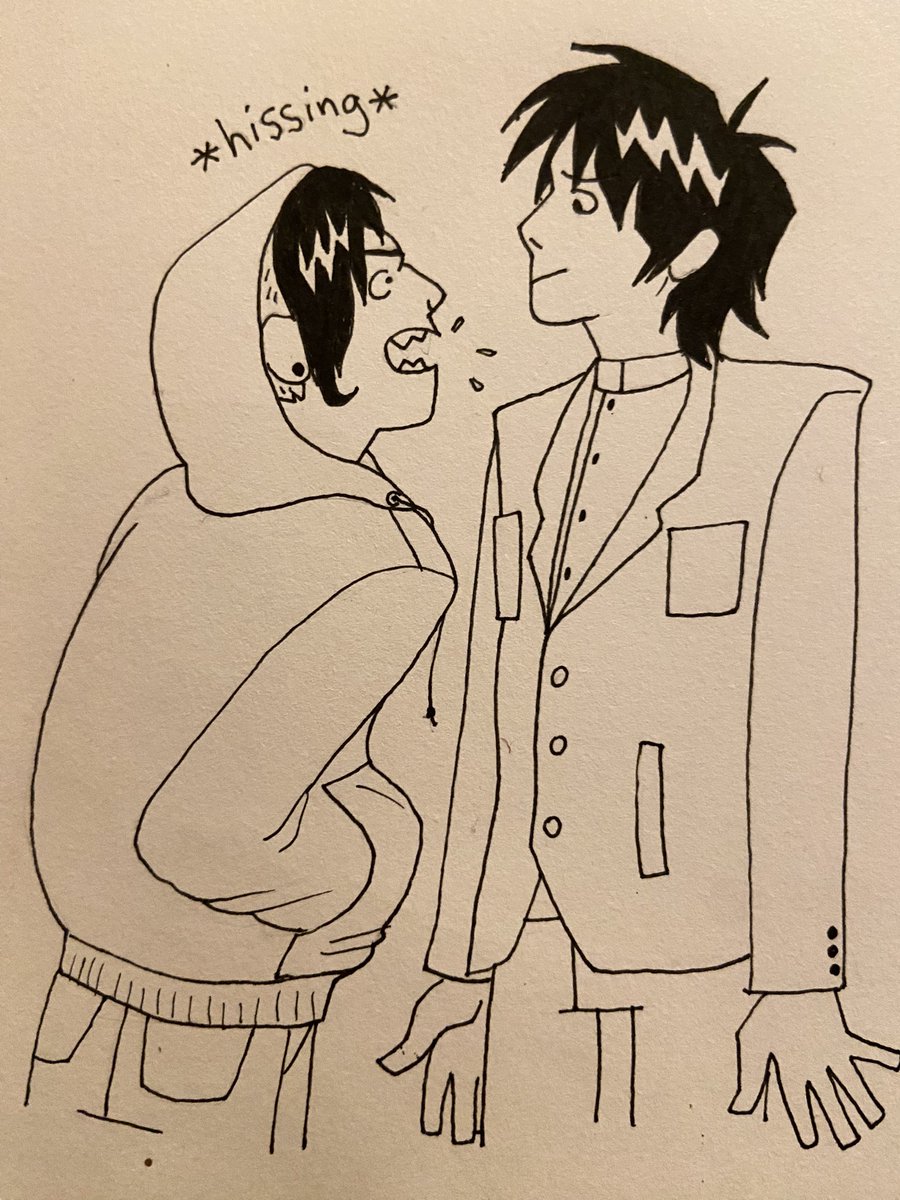 ratzinmyattic's tweet image. “He hissed” in fanfic always translates to this in my mind #unholyverse #mcrfanart #frerard