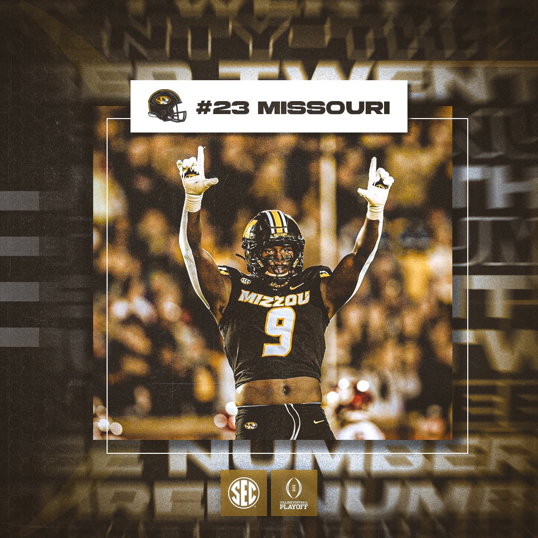 College Football Playoff Rankings | Nov. 12 

🐯 No. 23 <a href="/MizzouFootball/">Mizzou Football</a>

<a href="/CFBPlayoff/">College Football Playoff</a> x #ItJustMeansMore