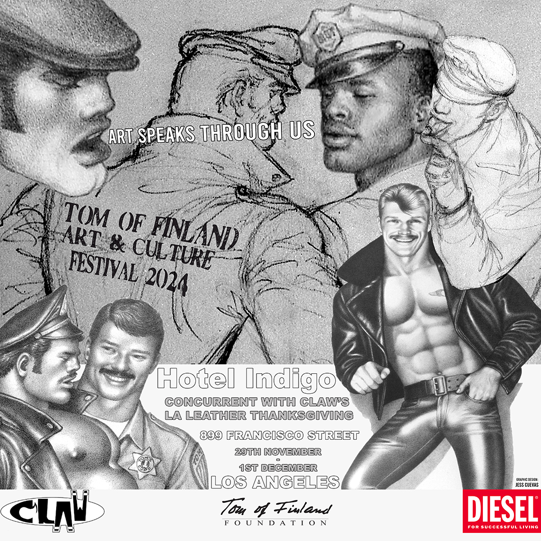 Tom of Finland (@tomsfoundation) on Twitter photo Tom of Finland Art & Culture Festival 2024 – Art Speaks Through Us
29th November-1st December in Los Angeles
Concurrent with <a href="/clawcorp/">CLAW</a>’s LA Leather Thanksgiving
Sponsored by <a href="/DIESEL/">Diesel</a>
#tofARTfair
Patrick Mizumoto
<a href="/PeterSchutes/">Peter Schutes</a>
<a href="/LaloUgalde7/">Lalo Ugalde</a>
MORE: tomoffinland.org/artfair
#ToFF40 Tom of Finland Art & Culture Festival 2024 – Art Speaks Through Us
29th November-1st December in Los Angeles
Concurrent with <a href="/clawcorp/">CLAW</a>’s LA Leather Thanksgiving
Sponsored by <a href="/DIESEL/">Diesel</a>
#tofARTfair
Patrick Mizumoto
<a href="/PeterSchutes/">Peter Schutes</a>
<a href="/LaloUgalde7/">Lalo Ugalde</a>
MORE: tomoffinland.org/artfair
#ToFF40