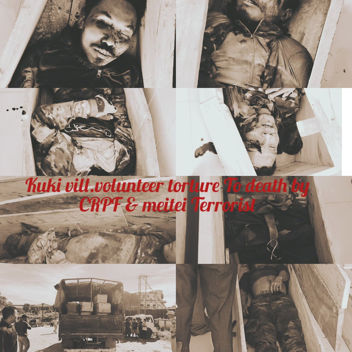 LUNGSETKIDANG❤️ (@tlthangkhoginhk) on Twitter photo #manipur_violence #MeiteiNarcoTerrorists
The horrific acts of CRPF <a href="/crpfindia/">🇮🇳CRPF🇮🇳</a> inclusion with <a href="/manipur_police/">Manipur Police</a> & #MeiteiNarcoTerrorists.
This inhuman barbaric crime with their eyes brutally removed done by so call India-SF
<a href="/official_dgar/">The Assam Rifles</a> <a href="/rashtrapatibhvn/">President of India</a> <a href="/UNHumanRights/">UN Human Rights</a> <a href="/EastMojo/">EastMojo</a> #manipur_violence #MeiteiNarcoTerrorists
The horrific acts of CRPF <a href="/crpfindia/">🇮🇳CRPF🇮🇳</a> inclusion with <a href="/manipur_police/">Manipur Police</a> & #MeiteiNarcoTerrorists.
This inhuman barbaric crime with their eyes brutally removed done by so call India-SF
<a href="/official_dgar/">The Assam Rifles</a> <a href="/rashtrapatibhvn/">President of India</a> <a href="/UNHumanRights/">UN Human Rights</a> <a href="/EastMojo/">EastMojo</a>