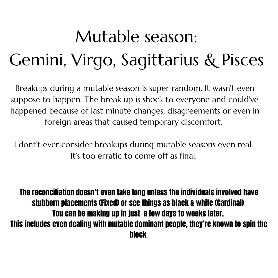 UmiJenevieve's tweet image. Check your breakup to make up dates 
#fixed #mutable #cardinal 
#aquarius #scorpio #leo #taurus 
#gemini #sagittarius #pisces #virgo
#aries #cancer #libra #Capricorn
