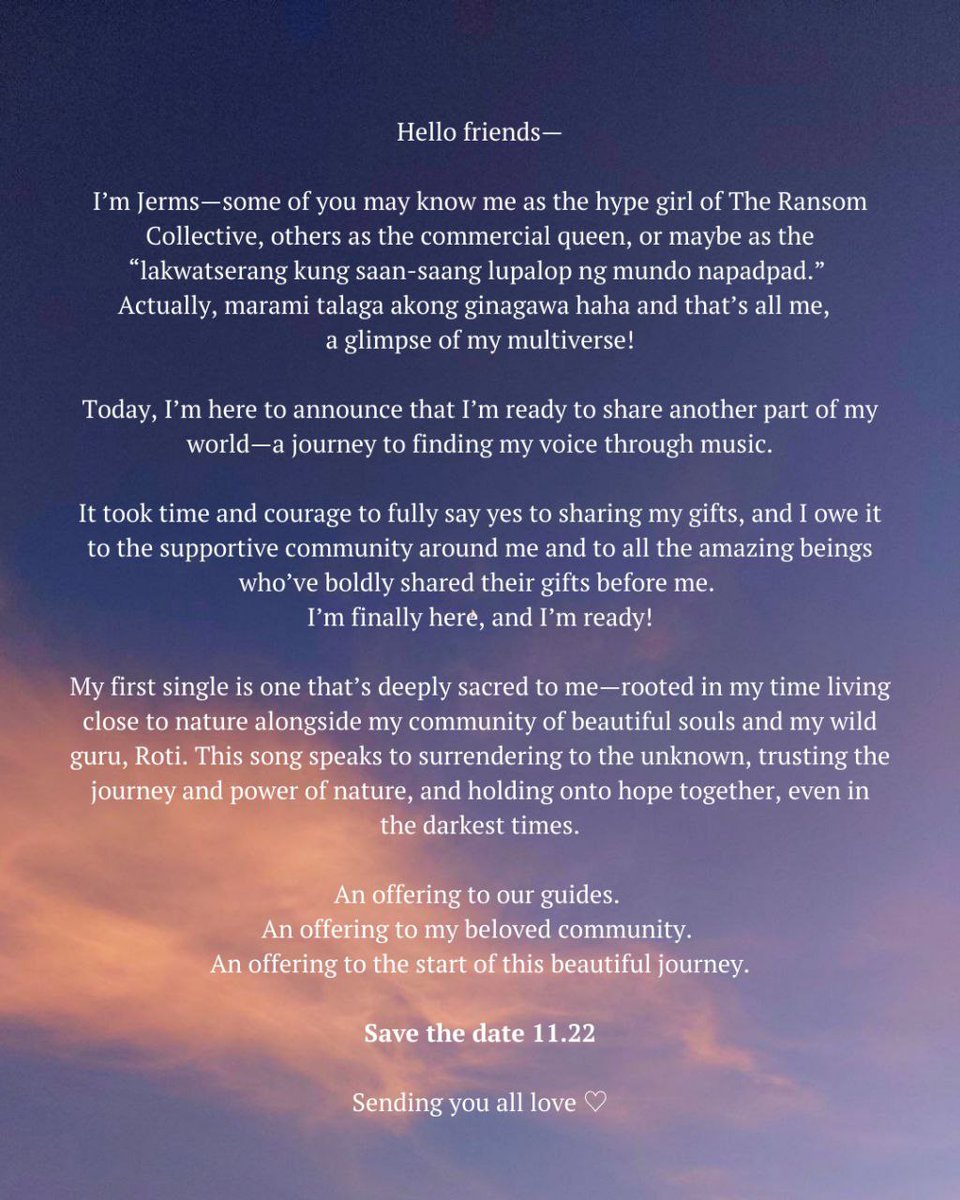 ✨️💜🌻Hello friends 🌈🧚‍♀️🌸
🌅💫Save the date 11.22 🌞🤎

📸 <a href="/crucamara/">cru camara</a>