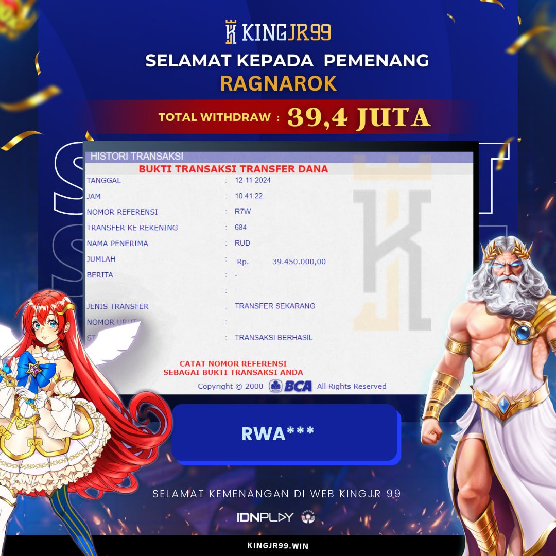 KINGJR99 - BUKTI JACKPOT MEMBER TERBARU
•
Selamat Kepada ID MEMBER : RWA*** Jackpot SLOT di RAGNAROK dan Melakukan Withdraw Sebesar 39,4 juta dibayar LUNASS!!!

Link Alternatif KINGJR99 :
🌐 kjr9gokil.xyz
🌐 mainking-jr99.store
