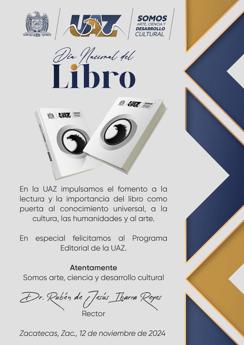 En este Día Nacional del Libro, como Universidad, impulsamos el fomento a la lectura y la importancia del libro como puerta al conocimiento universal, a la cultura, las humanidades y al arte.

#SomosUAZ 
#SomosArteCienciayDesarrolloCultural