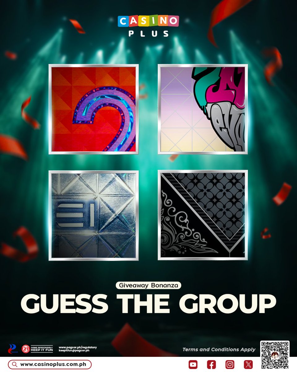 Sino ang K-pop group na ito? 🎤🪩

Hulaan at manalo ng exclusive (1) Premier Suite ticket para mapanood ang concert nila ng live sa November 16 &amp; 17! Sundan ang mechanics para sumali.

MECHANICS
1. I-follow ang Casino Plus PH sa Facebook, Instagram at X.
2.I-comment ang iyong