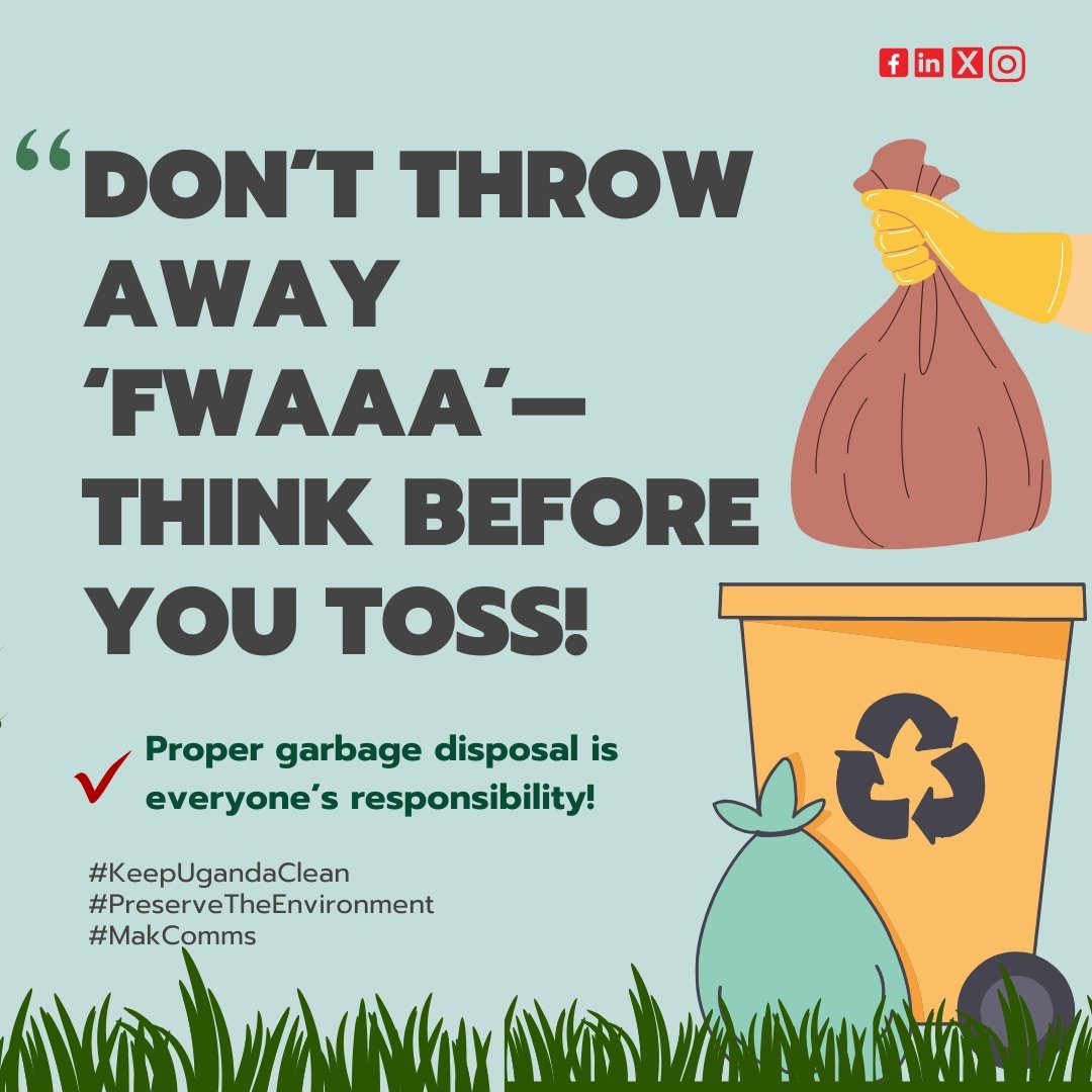 IamJoe_lOmiat's tweet image. Don't be trashy—sort your waste!

Proper garbage disposal keeps Uganda clean and green.

Join us in our campaign to fight poor garbage disposal!

#KeepUgandaClean #PreserveTheEnvironment #MakComms 
@snamso @KCCAUG