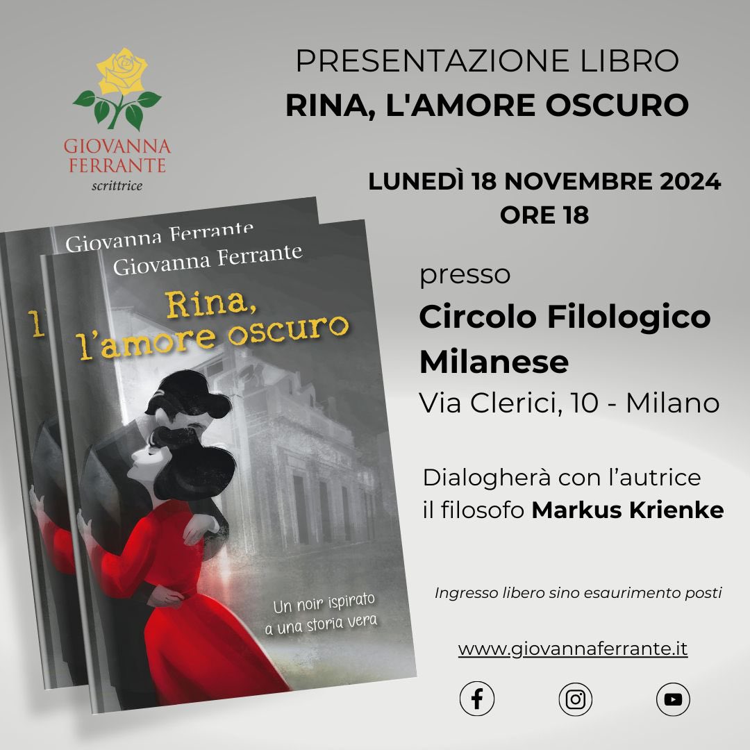Uno dei delitti più famosi d’Italia: il 29/11 1946 a Milano Rina Fort uccide la moglie e i tre figli dell’amante. È possibile mettersi nei panni di una assassina “per amore”? Ne parliamo con Giovanna Ferrante (“Ambrogino d’Oro” nel 2007) il 18 p.v. al Circolo Filologico Milanese!