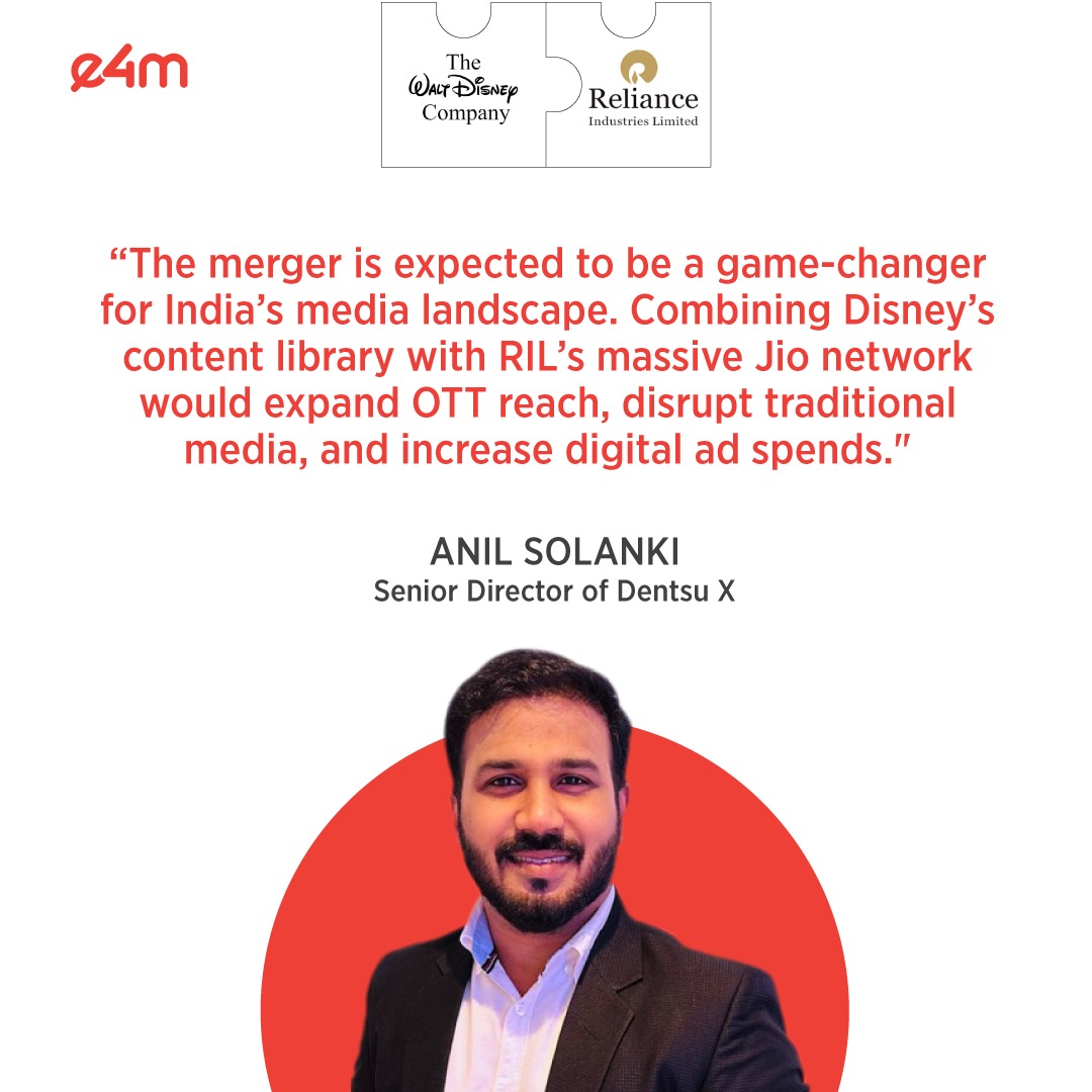 exchange4media group (@e4mtweets) on Twitter photo .<a href="/gandhi_shrenik/">Shrenik Gandhi</a>, <a href="/amaresh_g/">amaresh godbole</a> , <a href="/ashishbhasin1/">Ashish Bhasin</a>, and Anil Solanki share their perspectives on the opportunities the transformative <a href="/Disney/">Disney</a> - <a href="/RIL_Updates/">Reliance Industries Limited</a> partnership presents. How do you see this reshaping the industry?
#RelianceDisneyMerger #MediaTransformation .<a href="/gandhi_shrenik/">Shrenik Gandhi</a>, <a href="/amaresh_g/">amaresh godbole</a> , <a href="/ashishbhasin1/">Ashish Bhasin</a>, and Anil Solanki share their perspectives on the opportunities the transformative <a href="/Disney/">Disney</a> - <a href="/RIL_Updates/">Reliance Industries Limited</a> partnership presents. How do you see this reshaping the industry?
#RelianceDisneyMerger #MediaTransformation