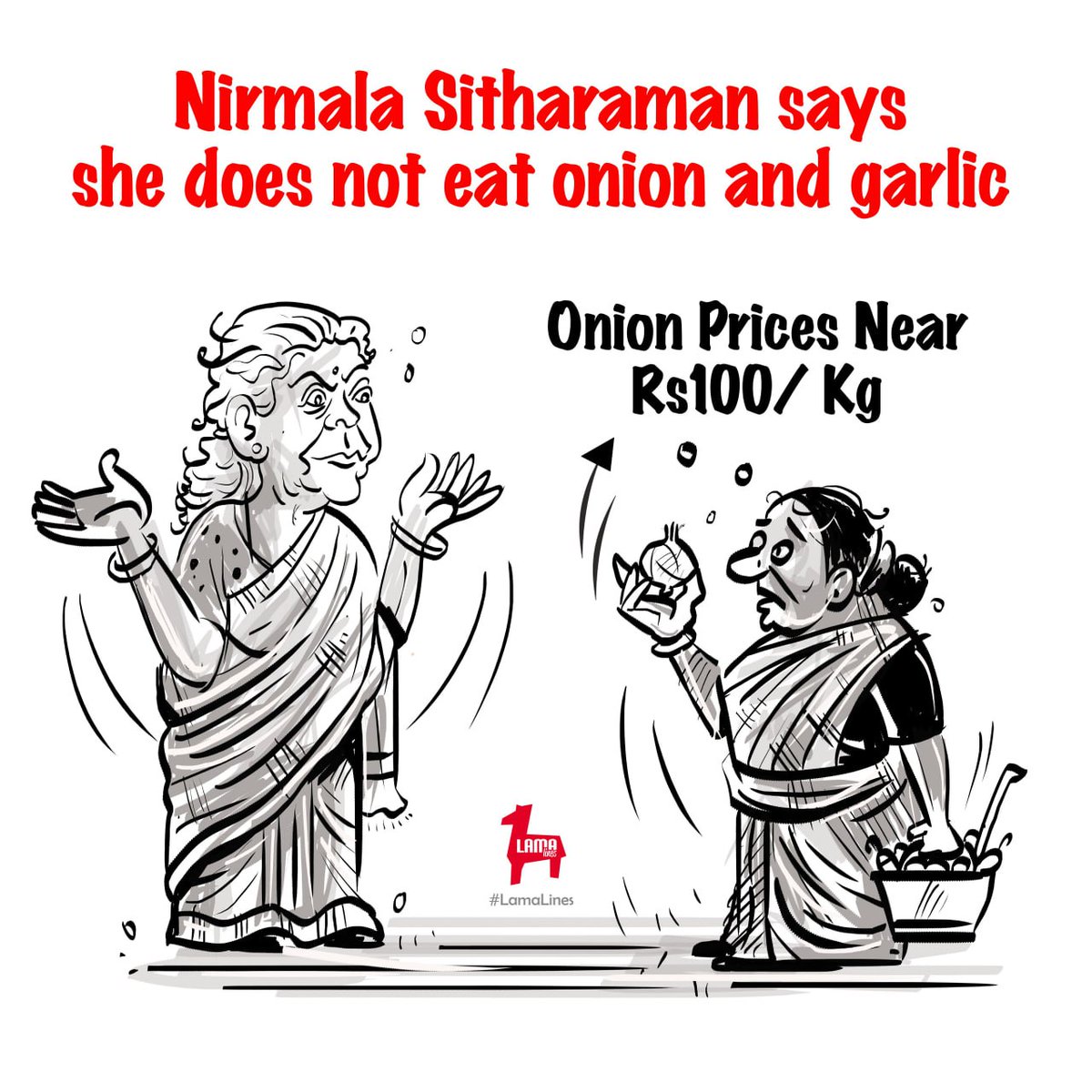 LamaLines's tweet photo. The finance minister #NirmalaSitharaman who speaks of her caste pride does not feel the plight of people even when they are in trouble due to high #inflation 

#onion #BJP #RSS #LamaLines https://t.co/bnSXrYP7Hc