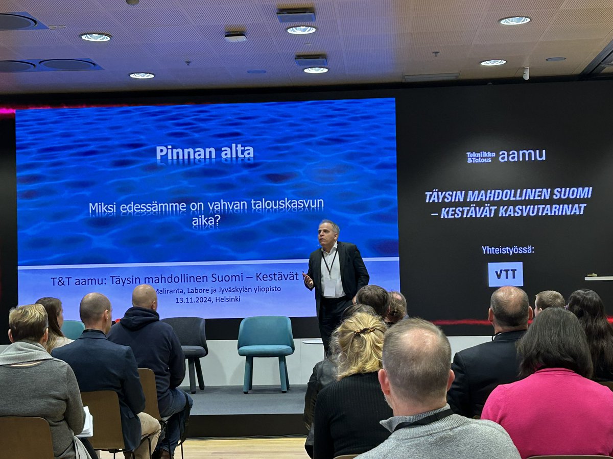 Millainen on täysin mahdollinen Suomi? 🇫🇮💫Kestäviä kasvutarinoita metsästämässä <a href="/tekniikkatalous/">tekniikkatalous</a> aamussa <a href="/HarriJunttila/">Harri Junttila</a> johdolla.
<a href="/Maliranta/">Mika Maliranta</a> kannustaa kurkistamaan pinnan alle, jotta tiedetään, mikä on lähivuosina näkyvää.
<a href="/VTTFinland/">VTT</a> #innovaatiot