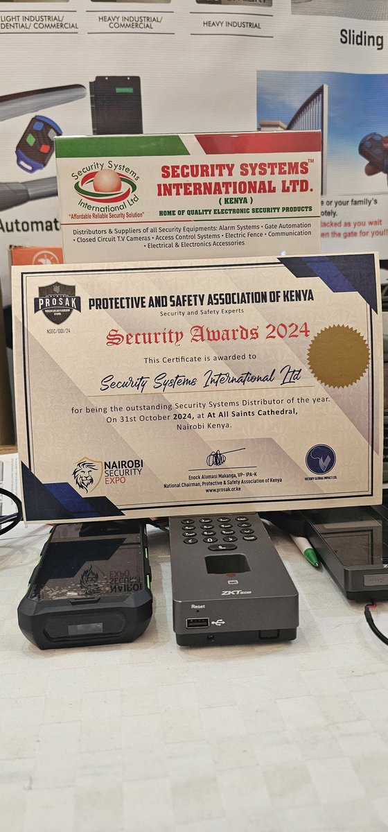 SSIntLtd's tweet photo. Outstanding  Security Systems Distributor  of the year 2024.
#PROSAK member 
#Zkteco-ea.com. 
Kudos to rhe SSIL team.... https://t.co/4wVOtdiur8