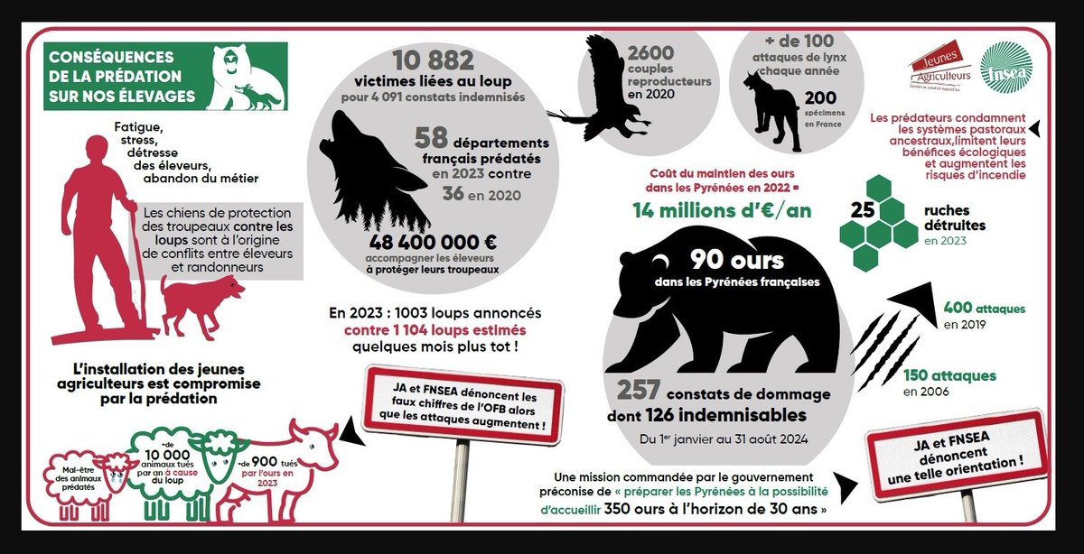 📉 Les conséquences de la prédation sur nos élevages 📉

La prédation dans nos élevages entraîne des conséquences lourdes pour les éleveurs : fatigue, stress, détresse, et parfois même l'abandon de leur métier. 😞

<a href="/FNSEA/">La FNSEA</a>